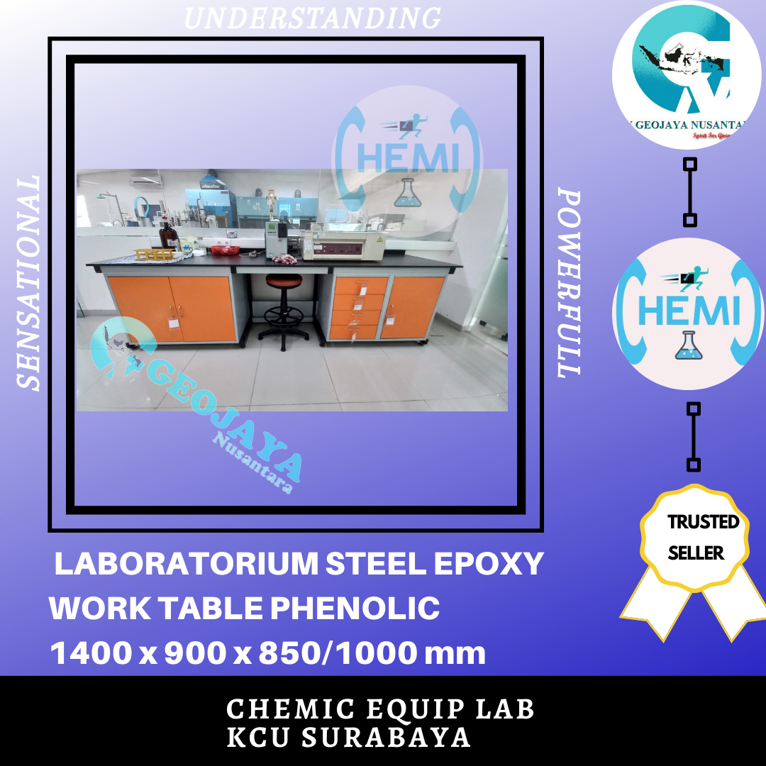 WALL BENCH MEJA LABORATORIUM STEEL EPOXY WORK TABLE PHENOLIC 1400 x 900